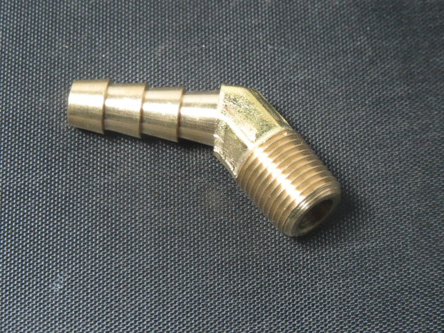 (image for) 45 DEG 1/4 HOSE TO 1/4 NPT BRASS